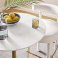 thumbnail image 4 of Pemberly Row 28" Round Metal & Wood Bar Table in Gold and White, 4 of 7