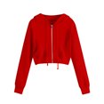 thumbnail image 1 of Timegard Zip up Hoodies for Women Plus Size Cropped Sweatshirts Long Sleeve Shirts Pullover Solid Color, 1 of 5