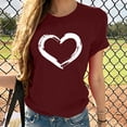 thumbnail image 2 of Babysbule Hauts pour Femmes en Liquidation Femmes Manches Courtes Col Rond Imprimé en Forme de Cœur Hauts Décontractés Blouse T-shirt, 2 of 7