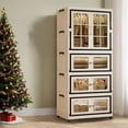 thumbnail image 1 of RAZXNAOR Armoires de Rangement pour Adultes avec Poignées de Transport, Ensemble de Boîtes, Beige, Lot de 5, 1 of 6
