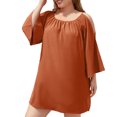 thumbnail image 1 of Birdeem Robe d'Été Décontractée et Aguichant pour Femme, Col Carré, Manches Longues, Ample, Unie, Grande Taille, 1 of 7