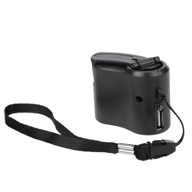Chargeur d'Urgence Portable USB pour Téléphone ABS 5.5V à Manivelle (Noir)