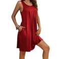 thumbnail image 4 of Dvkptbk Robe d'Été de Plage pour Femme 2024 Décontractée à Col Rond à Manches Courtes Robe Débardeur Mini Robes Fluide à Volants Boho Robe Soleil avec Poches P-2TG, 4 of 8