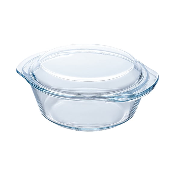 Noehoiugi Round Tempered Glass Casserole Dish With Lid,Glass Casserole Baking Dish For Oven,Freezer And Dishwasher Safe