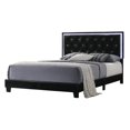 thumbnail image 1 of Black Faux Leather Panel Bed with LED Light Up Headboard in Queen, 1 of 2