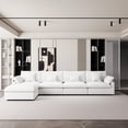 thumbnail image 2 of The Magic Home 155" 4-Seater Cloud Modular 155 L-Shaped Linen Sectional Sofa with Ottoman, White, 2 of 12