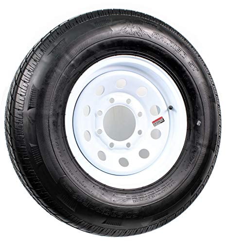 eCustomrim Radial Trailer Tire On White Rim ST235/80R16 Load Range E 8 Lug Modular Wheel - 6 Year Warranty w/Free Roadside