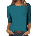 thumbnail image 2 of UPPADA 3/4 Chandails à Manches pour Femmes Mode Tendance Hauts Décontractés Col Rond Chandail Ample Confortable Doux Blouses Grande Taille Coupe Ample T-Shirts Décontractés Vêtements au Coude Hauts à Manches 3/4 pour Femmes Aubaines, 2 of 5