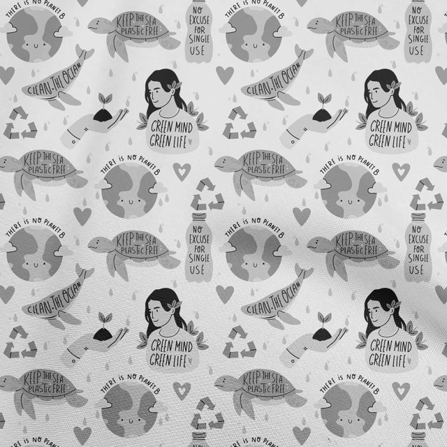 oneOone Polyester Spandex Gray Fabric Earth Craft Projects Decor Fabric Printed By The Yard 56 Inch Wide