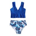 thumbnail image 4 of TIMIFIS Two Piece Tankini Swimsuit for Women High Neck Ruched Tummy Control Top with Bottom Bathing Suits, 4 of 7