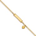 thumbnail image 1 of 14K Yellow Gold Baby ID Curb w/Heart Dangle Bracelet, 1 of 3