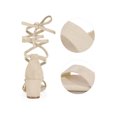 thumbnail image 2 of BLISSFUL STEP Women's Open Toe Lace Up Mid Chunky Heeled Sandals, 2 of 6