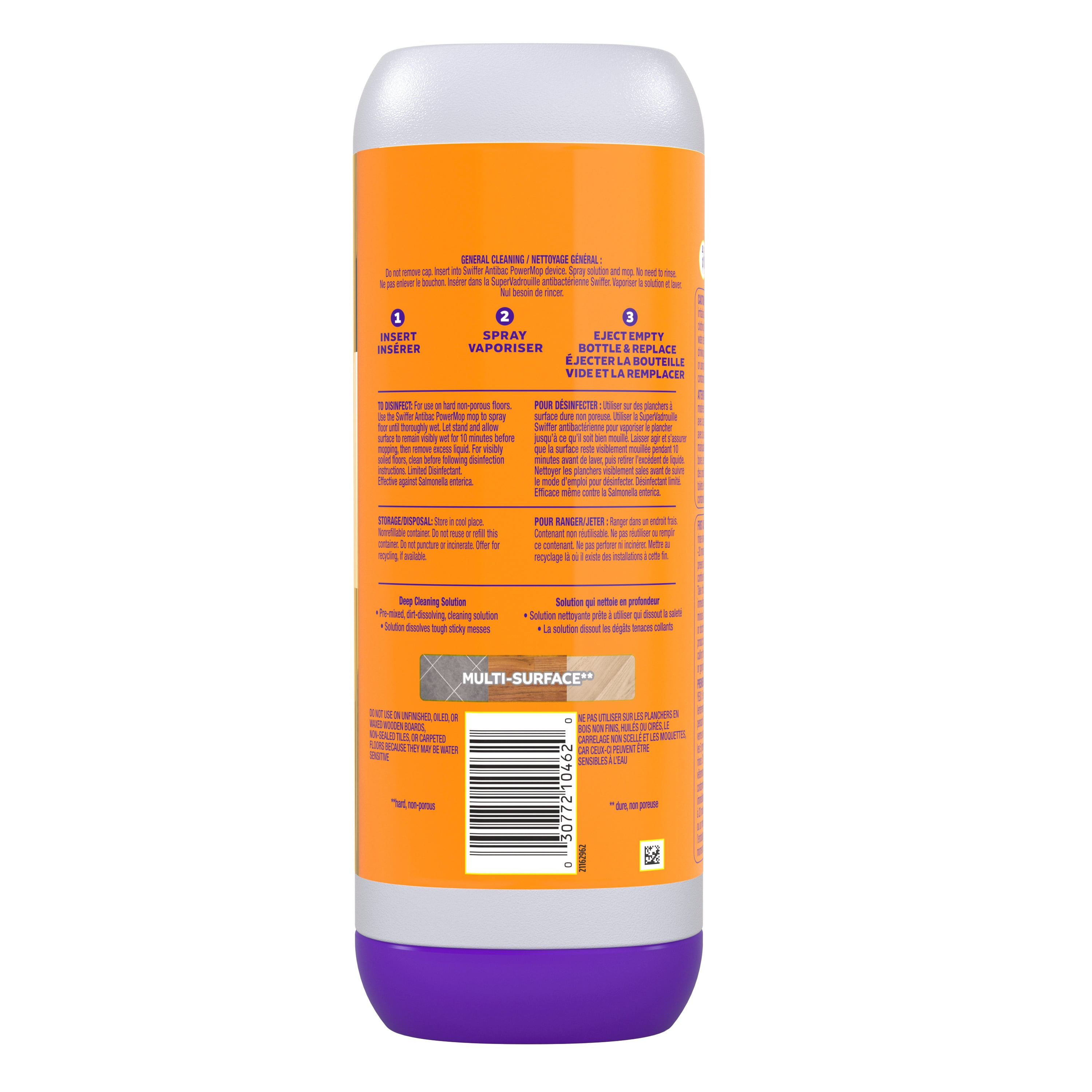 Swiffer SuperVadrouille, recharge de solution antibactérienne, Citron, paquet de 1