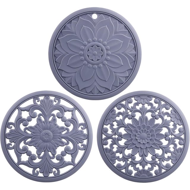 Trivets for Hot Dishes Hot Pads Kitchen Silicone Pot Holders Silicone Mats for Kitchen Counter Trivet for Hot Pots & Pans Heat Mat for Table Round Trivet Mat Set