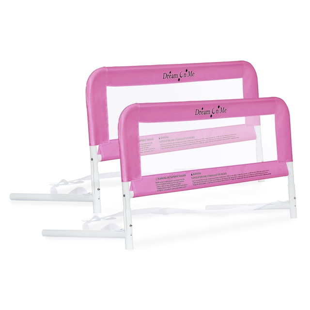 Dream On Me Barrières de Sécurité en Maille, Paire de Barrières pour Lit Simple en Paquet Double avec Panneaux en Maille Respirante, Système d'Ancrage Renforcé et Barre Stabilisatrice. Bords Arrondis Sans Accroc, Conception Légère et portable, s'Assemble Sans Outils et s'Ajuste pour s'Adapter aux Lits Simple avec une Hauteur de Matelas Minimale de 5 Pouces; dimensions 33.5 x 10 x 15 Po.