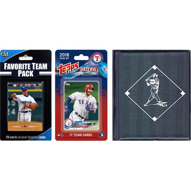 C & I Collectables RANGERSTSC18 MLB Texas Rangers sous Licence 2018 Ensemble d'Équipe Topps et Cartes à Échanger de Joueurs Favoris Plus Album de Rangement