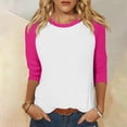 thumbnail image 2 of TSADFHJI T-Shirt pour Femmes Pack Coton Femmes Manches 3/4 Haut Été Décontracté Polyvalent Raglan Chemise Col Rond Chemise Décontractée Haut S, 2 of 5