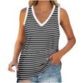 thumbnail image 2 of Yuyuzo Plus Size Tank Tops for Women V Neck Sleeveless Shirts Striped Loose Fitted Summer Top, 2 of 6