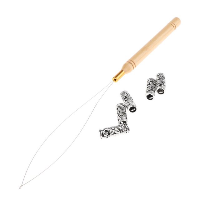mmirethe Fashionable Hair Braid Bead Hair Extensions Decoration Wire Pulling Hook Tool 1:28 2Set