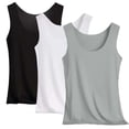 thumbnail image 1 of Posijego Lot de 3 Débardeurs pour Femmes Col Rond Camisoles de Base Couches Débardeurs Sans Manches, 1 of 7