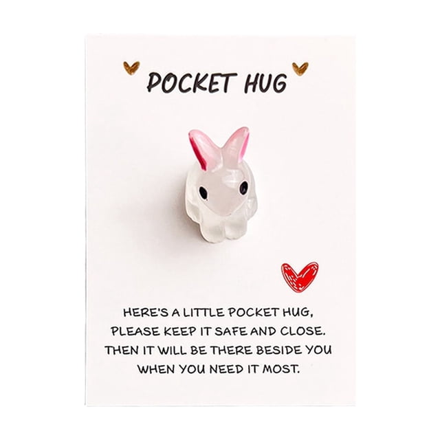 Cheapark English Encouragement Bunny Pocket Card Desktop Decorative with Inspirational Blessings for Home Office Spring Gift