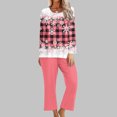 thumbnail image 2 of Pisexur Pyjama de Noël pour Femmes Ensemble Deux Pièces Tendance des Fêtes Imprimé Flocon de Neige Pyjamas de Noël Décontractés Manches Longues Col Rond Hauts Pantalons de Pyjama Tenue de Nuit, 2 of 5