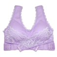 thumbnail image 3 of Women Front Cross Adjustable Side Buckle Lace Vest Wireless Sport Bra, 3 of 7
