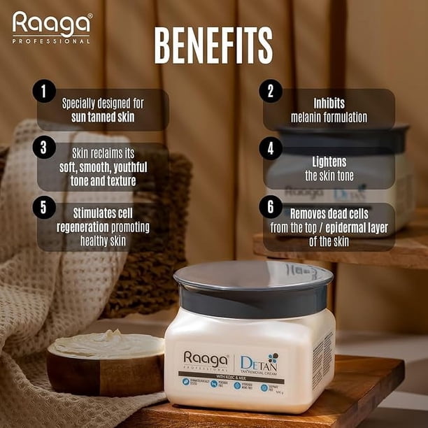 Raaga Professional De-Tan Pack | Tan Removal Cream with Kojic and