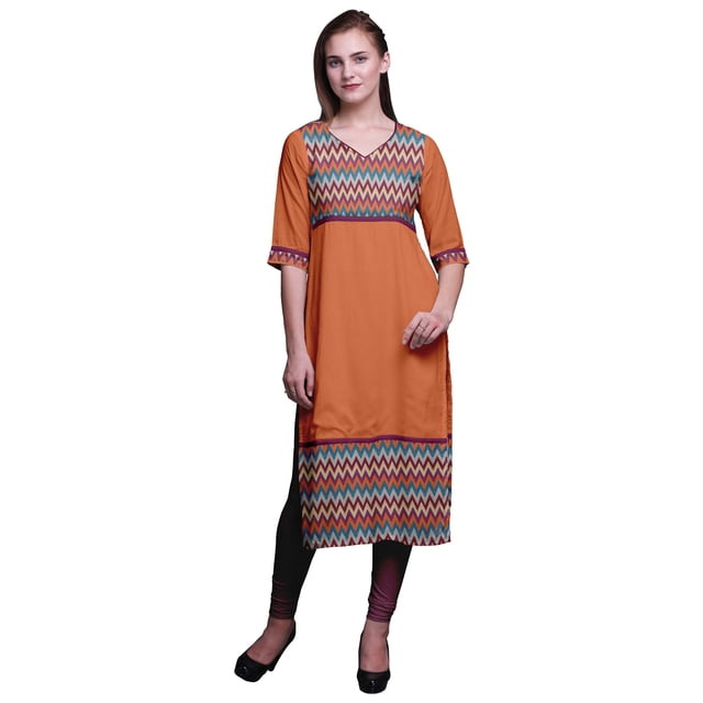 Bimba Robes Tuniques Droites pour Femmes Kurti Imprimé Tenue d'Été Kurta