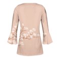 thumbnail image 5 of Pompotops Women's Casual Trumpet 3/4 Sleeve Printed Buttoned Basic Ruched Tops Pleated T-shirts Blouses On Sale, 5 of 5