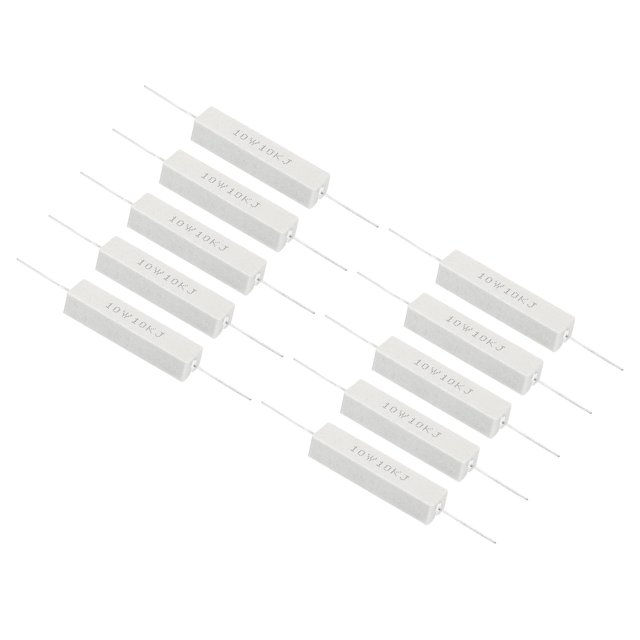 Unique Bargains 10Pcs 10K Ohm Resistors, 10W Ceramic Cement Resistor Power Cement Resistor Kit Tolerance 5% for Power Adapters Audio