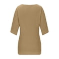 thumbnail image 4 of UAMVSH Chandails Grande Taille pour Femmes Décontractés à Manches Mi-Longues, Col Rond, Chandail Doux d'Automne, Hauts Amples, Couleur Unie, Chandails Tricotés de Base (Grand, Brun), 4 of 6