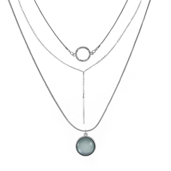 MAYUJIAA Fashion Women Multi Layer Necklace Semi precious Stone Decoration Pendant Chain Jewelry SS311-75898