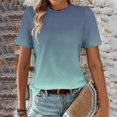 thumbnail image 1 of Womens Fashion Print Tops Short Sleeve Out Blouse Round Neck T-Shirt Tops, 1 of 1