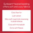 thumbnail image 4 of Sunbeam Channeled Velvet Plush Electric Heated Warming Blanket Queen Garnet Red, 4 of 4