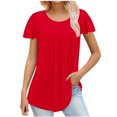 thumbnail image 1 of FAIWAD Tunique d'Été pour Femme à Manches Courtes, Col Rond, T-Shirt Décontracté Plissé, Ample et Fluide, 1 of 5