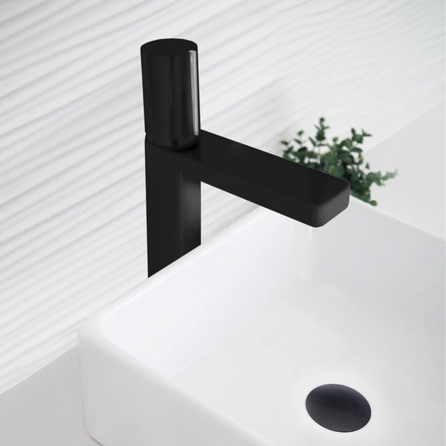 Stylish Single-Handle Ht. 12" Matte Black & Polished Chrome Vessel Bathroom Faucet B-122NC