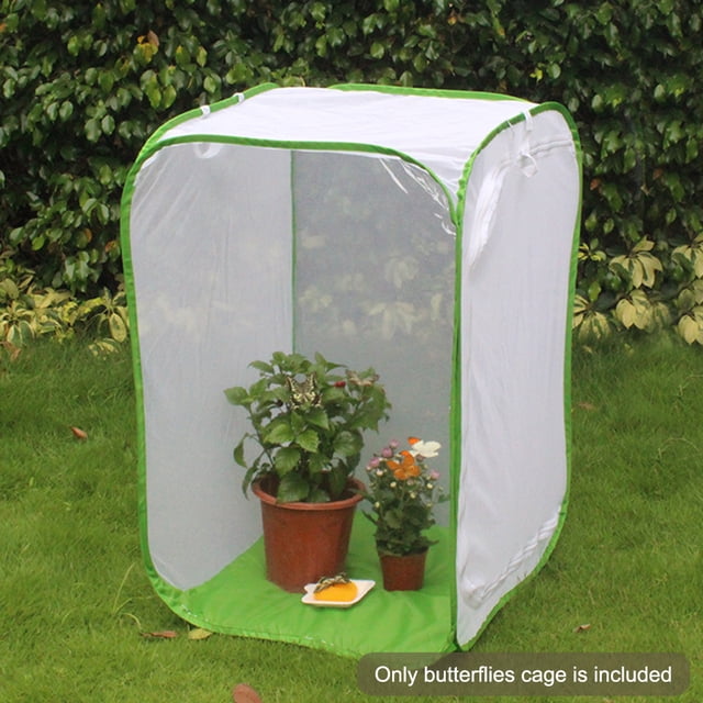 Premium Sturdy Mesh Butterfly Habitat Cage - Collapsible Insect Enclosure with Handle & Large Zipper Opening for Easy Feeding, Breathable Transparent Design for Caterpillar Rearing & Pet Insect