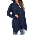 thumbnail image 4 of UPPADA Long Button Down Cardigans for Women Dressy Cardigan Open Front Sweater Open Back Sweatshirts with Pockets Navy,XXL, 4 of 6