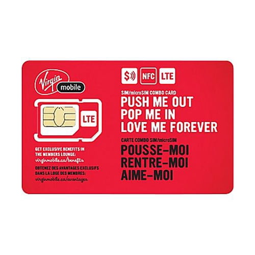 New Virgin Mobile Canada 4G LTE Sim Card, Nano Micro Standard 3 in 1 Combo