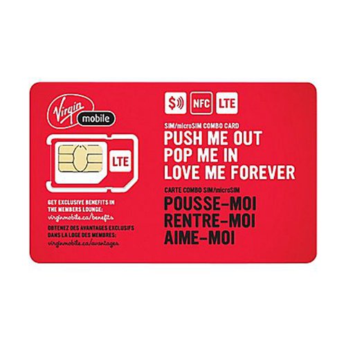New Virgin Mobile Canada 4G LTE Sim Card, Nano Micro Standard 3 in 1 Combo