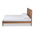 thumbnail image 2 of Baxton Studio Redmond Mid-Century Modern Walnut Brown Finished Wood and Synthetic Rattan Full Size Platform Bed, 2 of 5