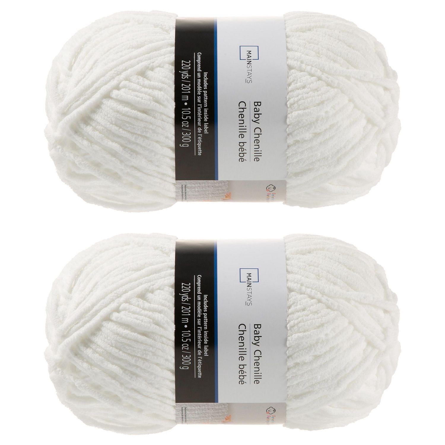 MAINSTAYS COZY CHENILLE 2 PACK BABY WHITE YARN