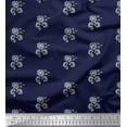thumbnail image 1 of Soimoi Satin Silk Fabric Floral Block Print Sewing Fabric Yard 42 Inch Wide, 1 of 3