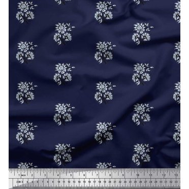 Soimoi Rayon Fabric Floral Block Print Sewing Fabric Yard 42 Inch Wide