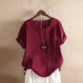 thumbnail image 3 of WEIYLL T-Shirts Women Plus Size Linen Loose Tunic Breathable Boho Solid Wine Tee Sizes S, 3 of 3