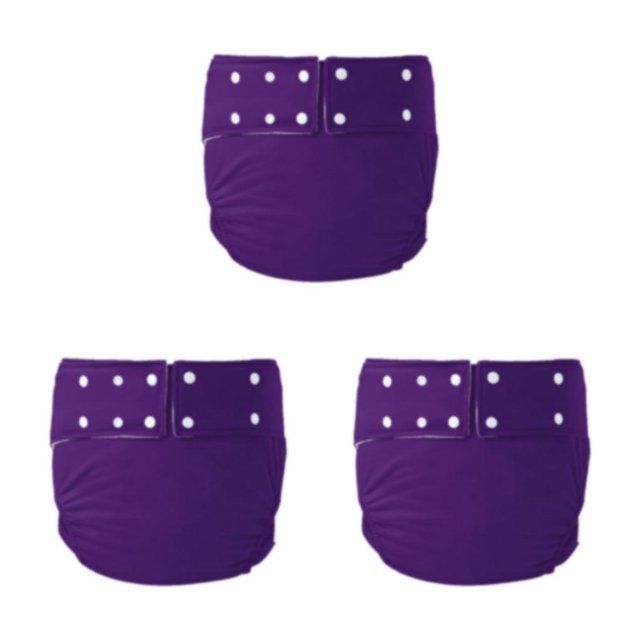Dalazy Couches en Tissu pour Adultes Couche Réutilisable contre l'Incontinence Sans Fuite Violet 72-92cm 3ensemble