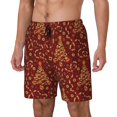 thumbnail image 1 of Kdxio Christmas Tree On A Red Background Print Mens Swim Shorts with Mesh Lining, Breathable and Quick-Drying, Adjustable Waist, Privacy Pocket-3X-Large, 1 of 6