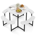 thumbnail image 2 of Costway Round Picnic Table Bench Set with 4 Benches Umbrella Hole All Weather Tabletop White, 2 of 10