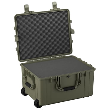 Condition 1 25" Large Rolling Hard Travel Case Model 286, Lockable Storage Box with Wheels and Handle, Waterproof Dustproof TSA Friendly, Made in USA, 24.58"x19.58"x14.60" Green